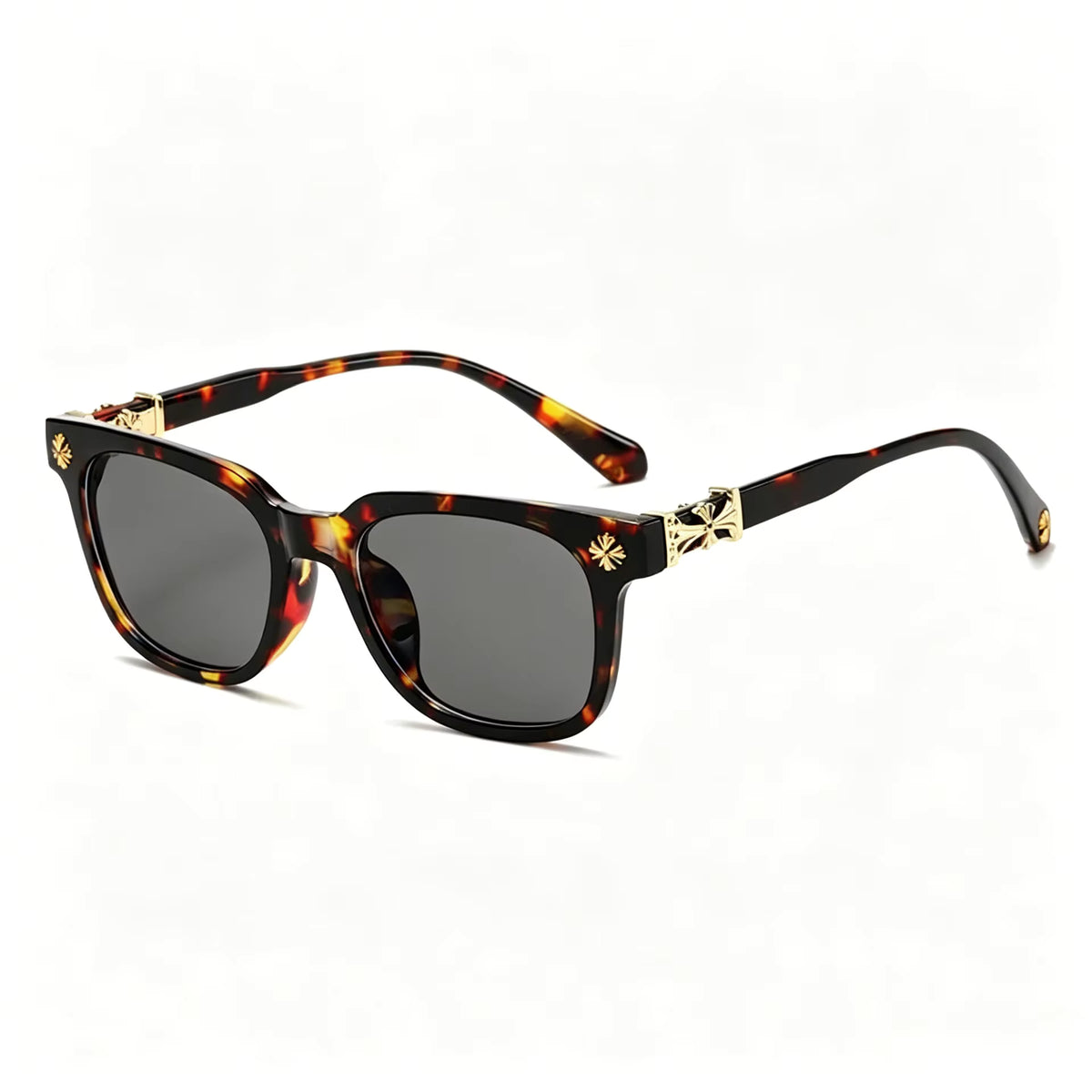 Tinted Chrome Hearts Glasses (leopard/gold)